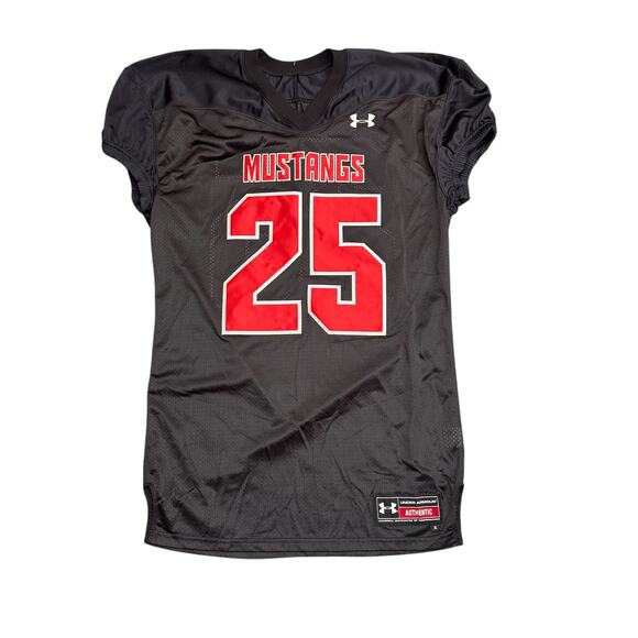 Under Armour SMU Mustangs Men's Size XL Football Jersey Black Red #25 New No tag - Picture 1 of 8